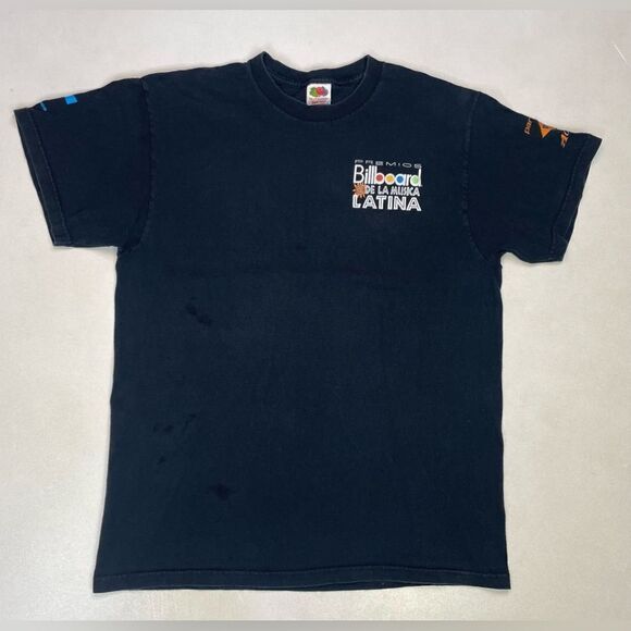 VINTAGE Billboard Latina Graphic T-shirt Men Large Black Short Sleeve Music - Picture 1 of 8